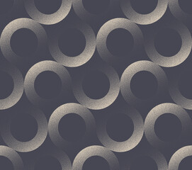 Circles 50s 60s 70s Retro Fashion Seamless Pattern Vector Abstract Background. Conceptual Aesthetic Geometric Rounded Structure Subtle Grainy Texture Grey Wallpaper. Old Fashioned Art Illustration