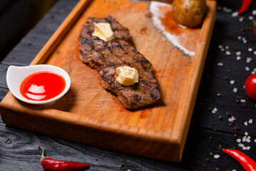 fried beef steak with butter