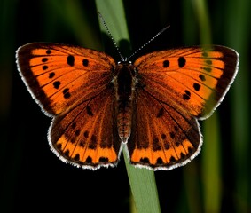 Lycaena dispar wide opened wings.