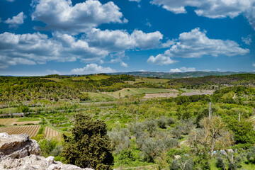 Panorama towards the countryside of Monteriggioni Siena Tuscany Italy