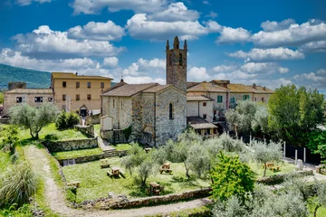 Fotobehang Toscane Panorama of the historic center of the medieval town of Monteriggioni Siena Tuscany Italy  © Paolo Borella