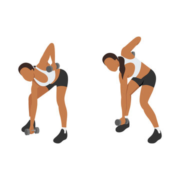 Woman doing Bow and arrow squat pull exercise. Flat vector illustration isolated on white background