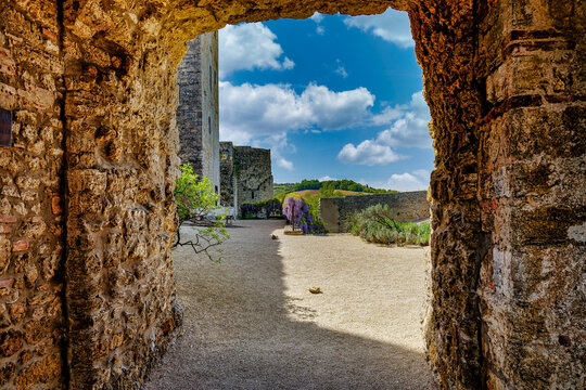 Panorama on the walls of the castle of Staggia Siena Tuscany Italy