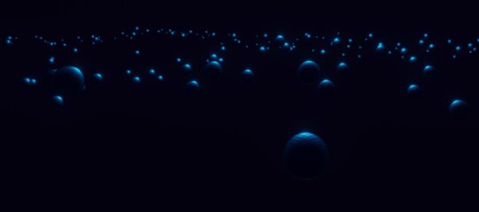 Abstract background balls in black space 3d render