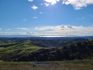 Afternoon reflections on the San Francisco Bay from the East Bay hills in Northern California