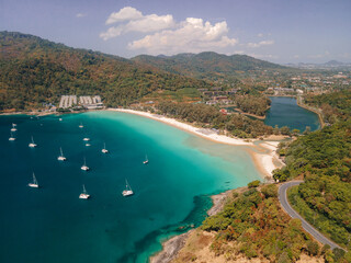 Obraz premium Aerial view of Nai Harn Beach in Phuket, Thailand