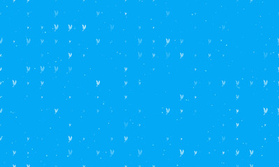 Naklejka premium Seamless background pattern of evenly spaced white wheat symbols of different sizes and opacity. Vector illustration on light blue background with stars