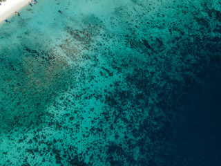 Aerial view of the turquoise waters around the island of Koh Phi Phi Don