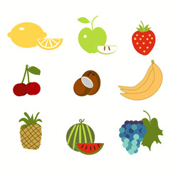 Colourful stickers fruit set vector illustration