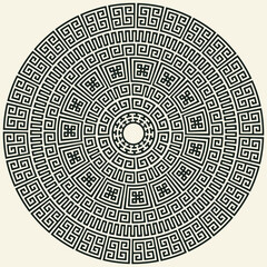 Greek key pattern, round frame collection. Decorative ancient meander, greece border ornamental set with repeated geometric motif. Vector EPS10.