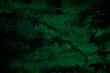 Black green abstract background. Watercolor. Dark green art background with space for design.