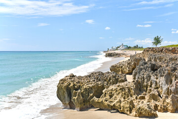 Fototapeta na wymiar Stuart Rocks Beach in Stuart, Florida in Martin County