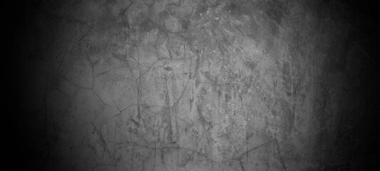 Obraz premium Old wall texture cement dark black gray panorama background abstract grey color design are light with white gradient background.