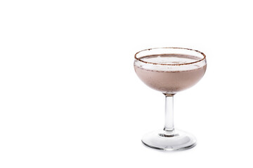 Brandy Alexander cocktail isolated on white background. Copy space