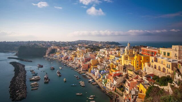 Procida, Italy old town skyline in the Mediterranean