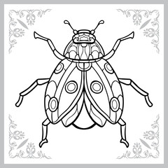 ladybug zentangle arts. isolated on white background.