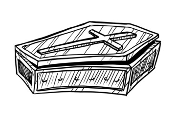Closed coffin vector illustration isolated on white background
