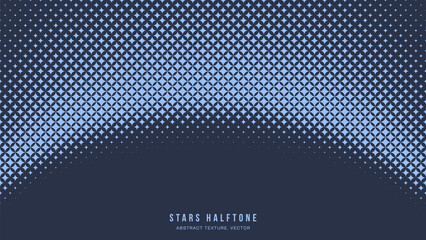 Stars Halftone Geometric Pattern Vector Semicircle Smooth Border Navy Blue Abstract Background. Chequered Faded Particles Arc Structure Subtle Texture. Half Tone Contrast Graphic Minimalism Wallpaper