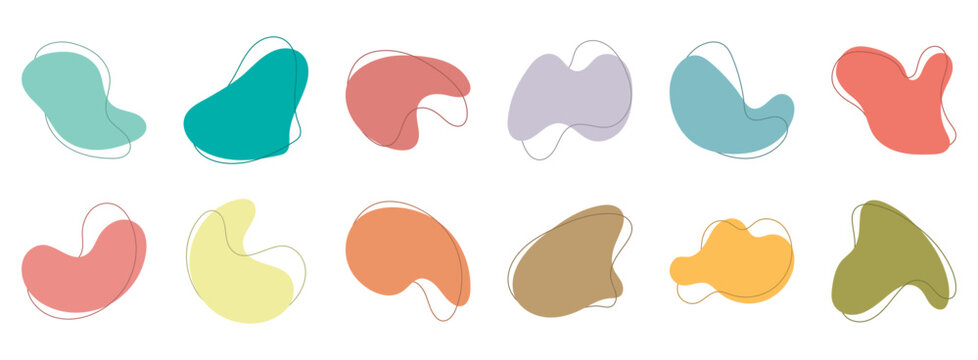 Bright color abstract organic shapes. Hand drawn blob elements collection. Trendy liquid vector collection.