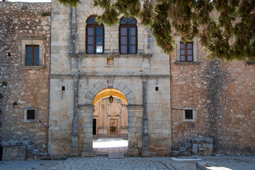 Fototapeta na wymiar The entrance to the former Orthodox monastery of Arkadi on the Greek island of Crete