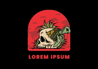 Sea turtle in the skull illustration