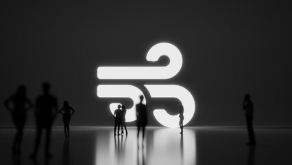 3d rendering people in front of symbol of wind on background