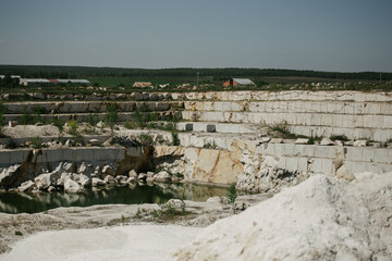marble quarry, extraction and processing of white marble