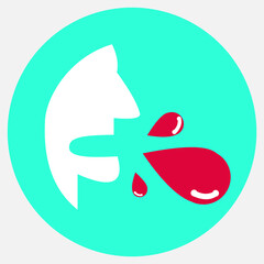 Vector illustration of coughing bloody icon