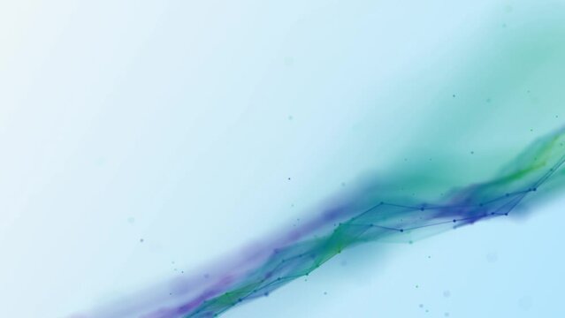 Animated neon background frame. Moving flow of wave cosmic energy. Pattern plex lines, dot, chaotic particles. Northern lights. Milky Way. Shimmer star. LED strip. Intro logo, technology, business. 4k