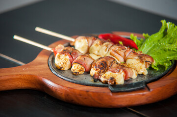 Cheese and bacon medallion