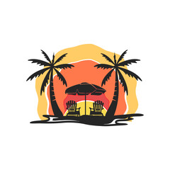 Summer beach logo design template
