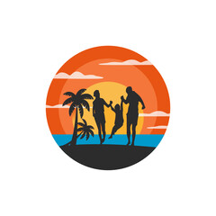 Summer beach logo design template