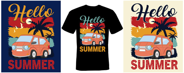 Hello summer T-shirt design for summer 