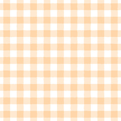Yellow plaid pattern. Seamless vector background. Hand drawn style.