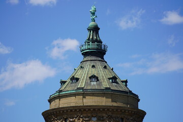 Fototapeta na wymiar Landscape of Water tower at Friedrichsplatz in the city of Mannheim, Germany