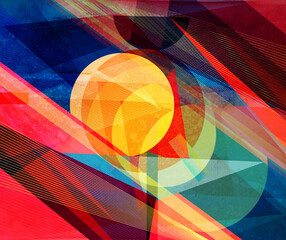Abstract geometric watercolor retro background - 508839327
