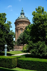 Landscape of Water tower at Friedrichsplatz in the city of Mannheim, Germany