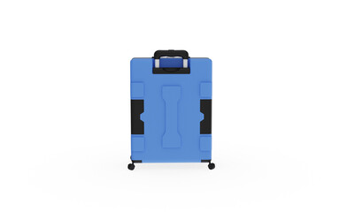 Blue Luggage back view without shadow 3d render