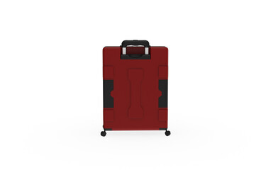 Red Luggage back view without shadow 3d render
