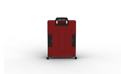 Red Luggage back view with shadow 3d render