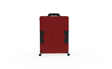 Red Luggage front view without shadow 3d render