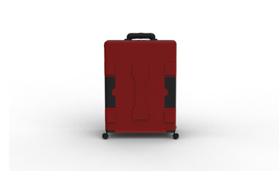 Red Luggage front view with shadow 3d render