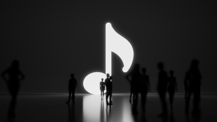 3d rendering people in front of symbol of musical note on background