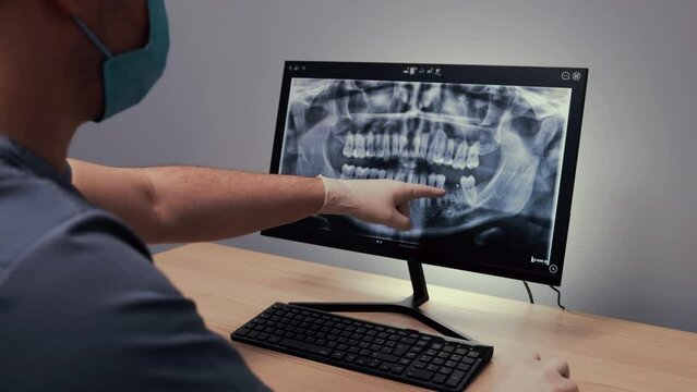 Dentist exam X-ray image in dental office