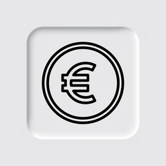 Euro coin simple icon vector. Flat design. Neumorphism design.ai