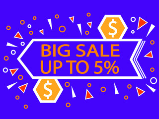 5% discount big sale banner. Promotion design with 5% percent off in white.