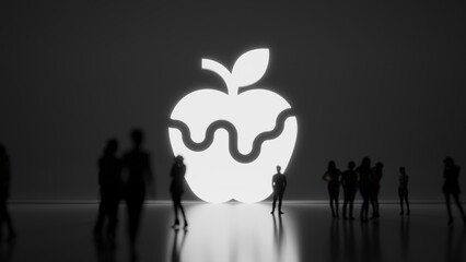 3d rendering people in front of symbol of snow white apple on background