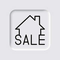 Sale, house simple icon vector. Flat design. Neumorphism design.ai