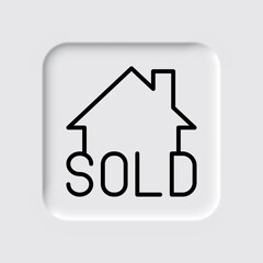 Sold, house simple icon vector. Flat design. Neumorphism design.ai