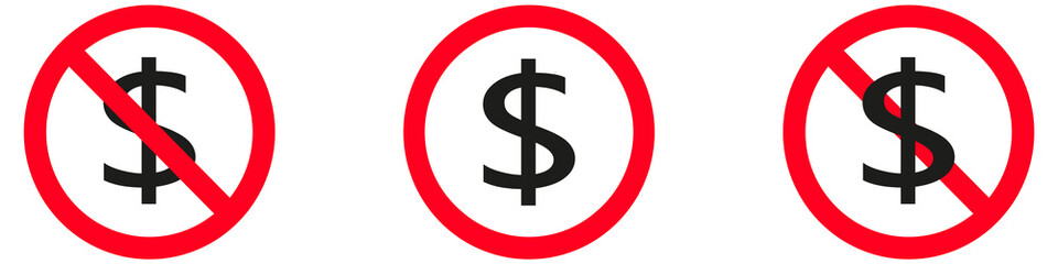 Obraz premium No dolla sing icons. Dollar ban sign. Vector illustration eps10